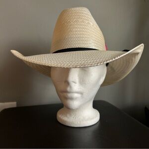 Smithbilt Cattleman Woven Straw Cream Cowboy Hat with Bent Brim